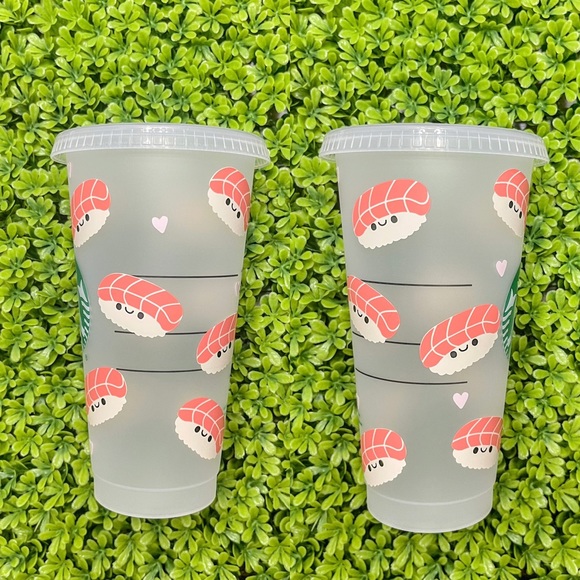 Cute Smiling Kawaii Sushi Starbucks Reusable Cup - Picture 2 of 2